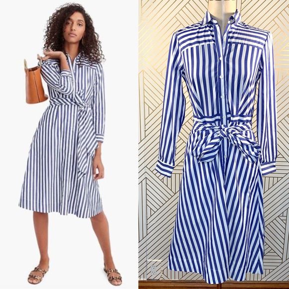 J. Crew Dresses & Skirts - J. Crew Tie-Waist Shirt Dress Lighthouse Stripe